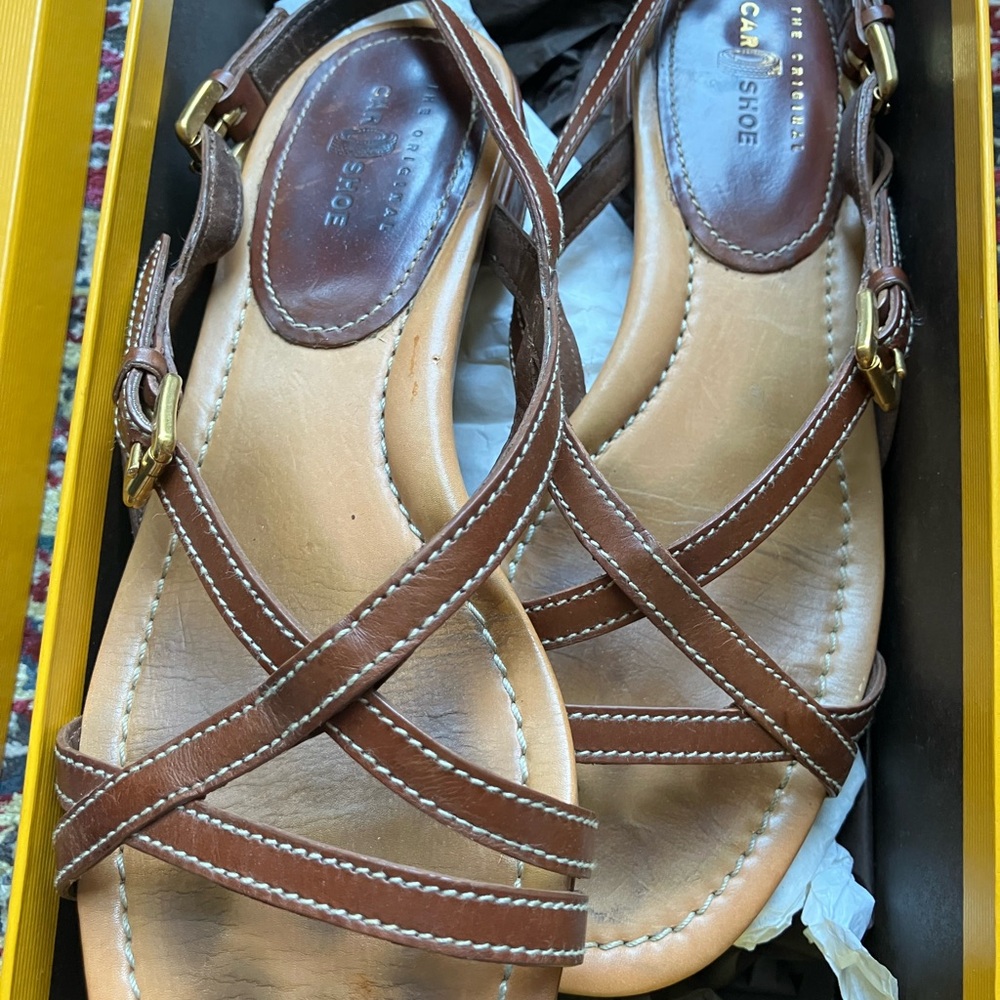 Original Car Shoe Women's Brown Leather Sandals